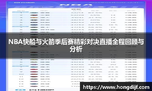 NBA快船与火箭季后赛精彩对决直播全程回顾与分析